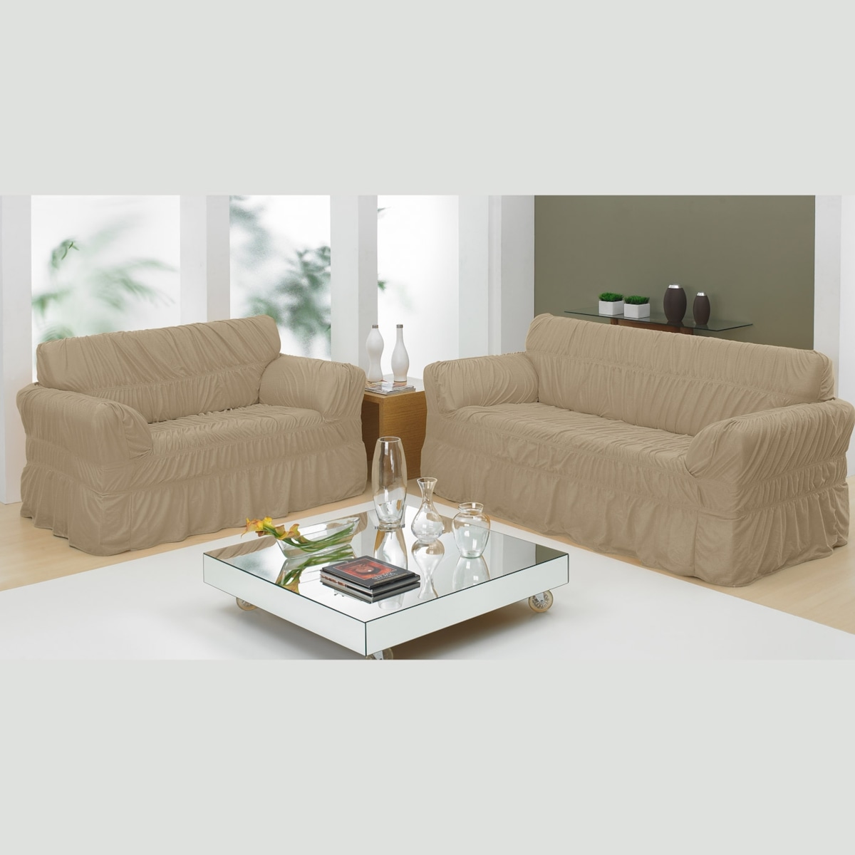 Capa De Sofá 2 E 3 Lugares Com 20 Elástico Caqui Bene Casa CAQUI MadeiraMadeira