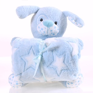 Bichinho + Manta Bebê Super Fofinhos   Ideal Para Presentes Azul - Bene Casa
