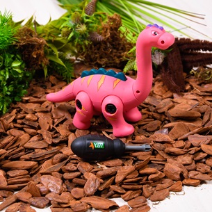 Brinquedo Dinossauro Para Montar e Desmontar Com Chave de Fenda ROSA - Bene Casa