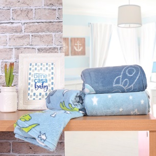 Kit 6 Manta Bebê para Revenda 70cm x 1,00m Toque Flannel 250g/m² MENINOS - Bene Casa
