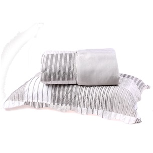 Kit Cobre Leito Queen Dupla Face + Porta Travesseiros Bouti Rolinho Stripe Cristal - Bene Casa