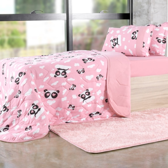 Kit Colcha Infantil Solteiro Em Malha 100 Algodao Panda Bene