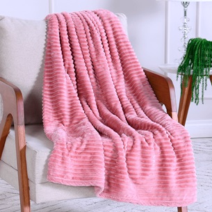 Manta Cobertor Canelada Queen Toque Flannel ROSE - Bene Casa