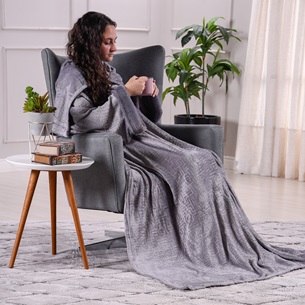 Manta Cobertor Com Mangas Luxor Peles Extra Macia CONCRETE - Tessi