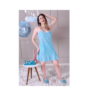 Pijama Camisola de Alcinha G Confortável LOVE BLUE - UseDue