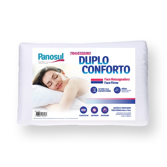 Travesseiro Duplo Conforto 50Cm X 70Cm C/ Face Massageadora Branco - Bene Casa
